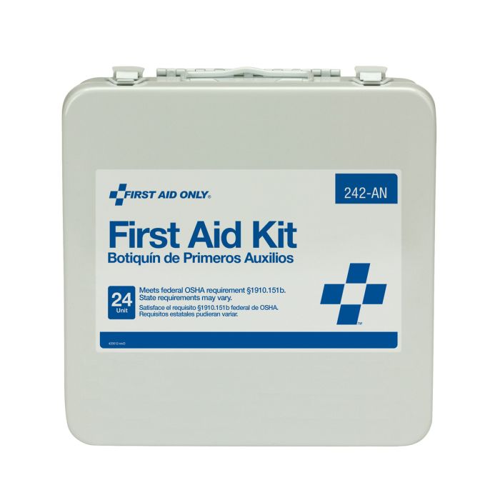 24 Unit First Aid Kit Metal Case 50 Person