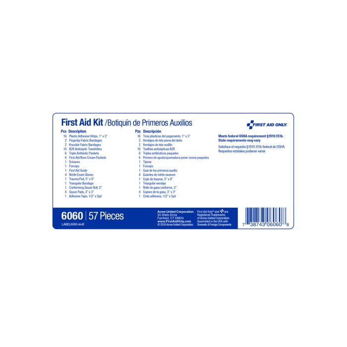 First Aid Kit 10 Person Plastic - 57 Pieces