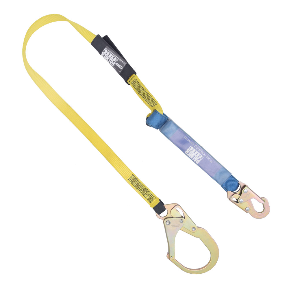 Lanyard 6ft Shock absorber, rebar hook, single leg