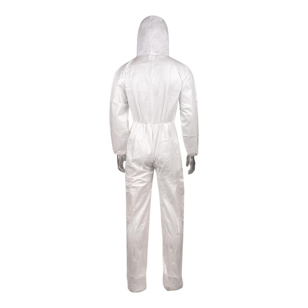 White SMS Disposable Coveralls w/Hood and Boots