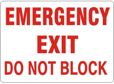 Emergency Exit Do Not Block Plastic sign 7x10