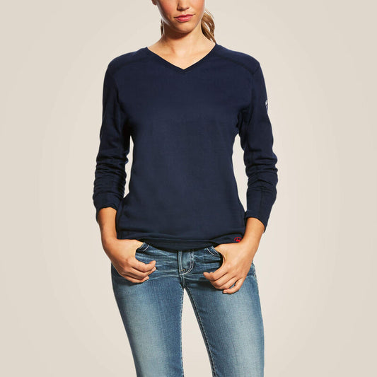 Women's FR AC Crew LS Top - Navy