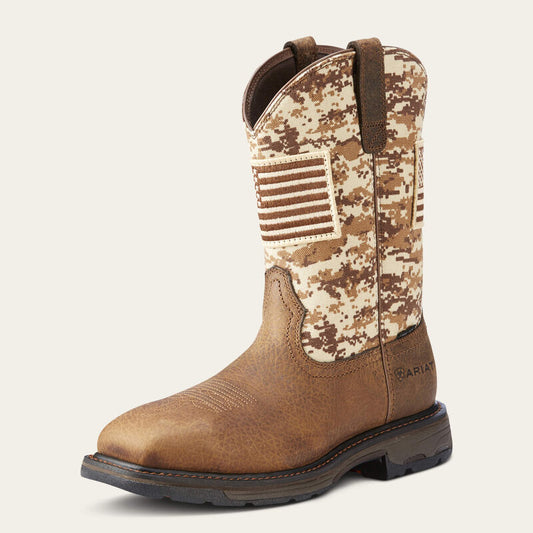 WorkHog Patriot Wide Square Steel Toe - Earth/Sand Camo