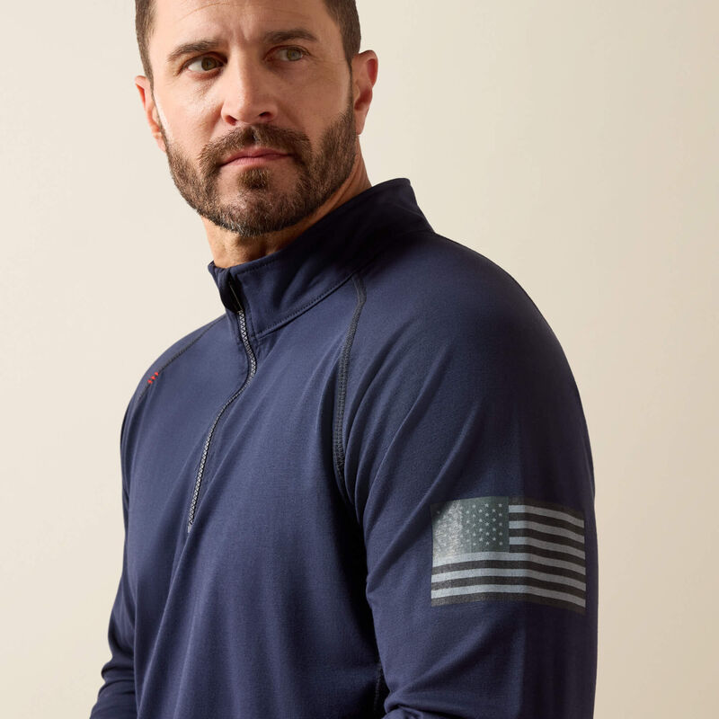 MNS FR Combat Stretch Patriot 1/4 Zip Work Shirt - Navy