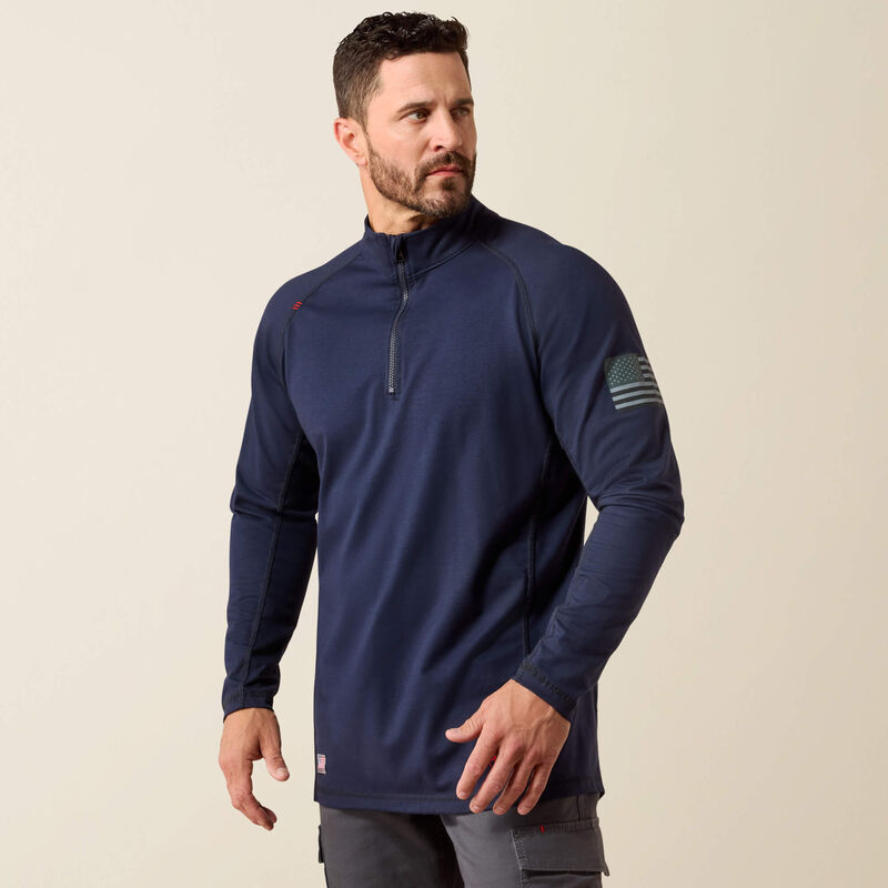 MNS FR Combat Stretch Patriot 1/4 Zip Work Shirt - Navy