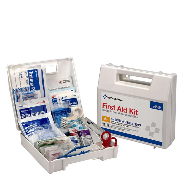 25 Person Bulk Plastic First Aid Kit, ANSI A+, Type I & II, ANSI 2015 Compliant