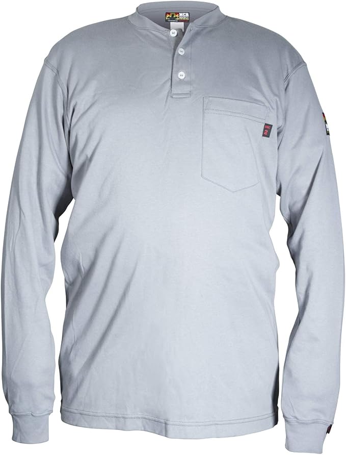 FR Long Sleeve Henley - Gray