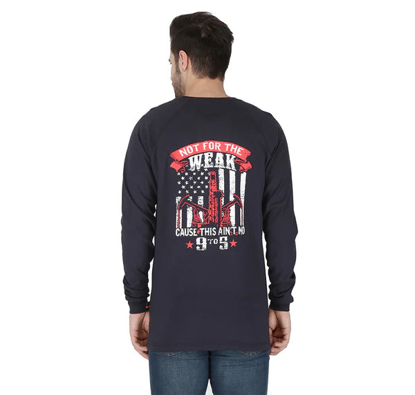 Forge Fr Men's Graphic Printed Navy Long Sleeve Crew Neck T-shirt