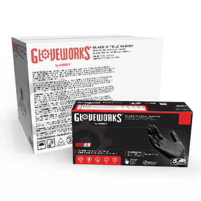 Gloveworks Black Nitrile PF Ind 5 mil Gloves