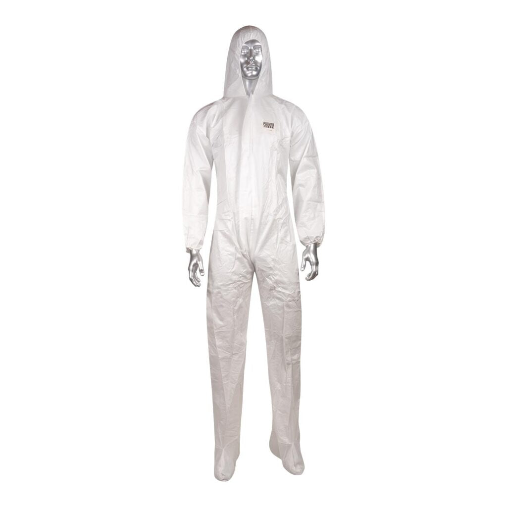 White SMS Disposable Coveralls w/Hood and Boots