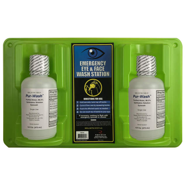 Wall Mount Double Eyewash Station - 16 Oz