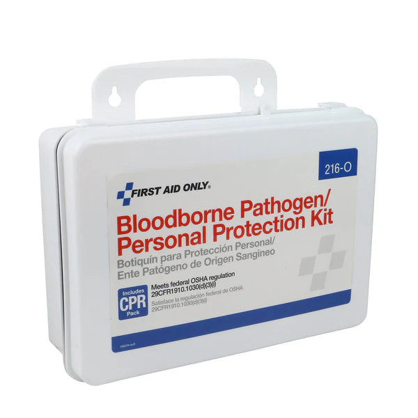 Bloodborne Pathogen (BBP) Spill Clean Up Kit & Personal Protection with CPR Pack, Plastic Case