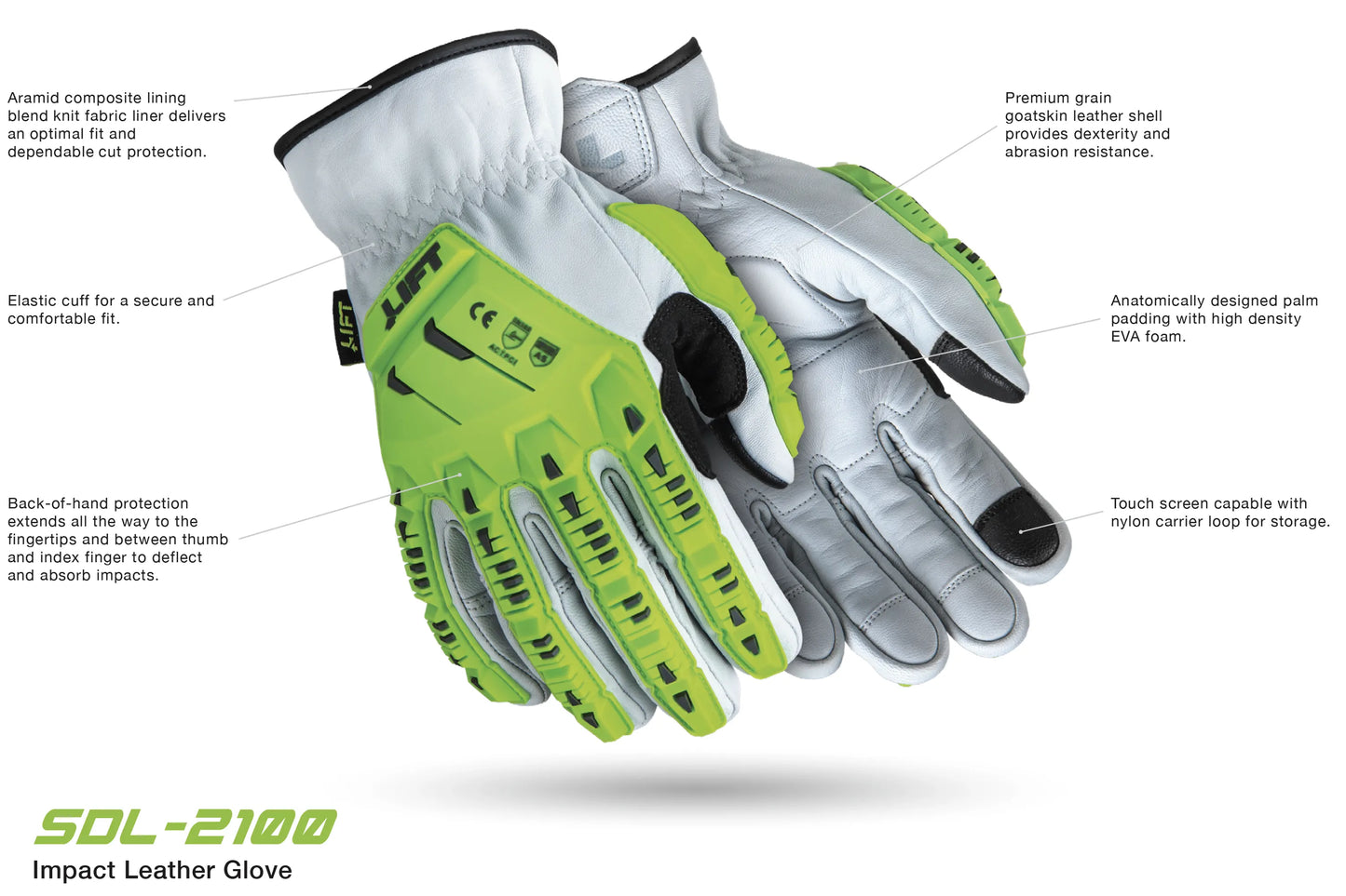 SDL-2100 Impact Glove Goatskin/green - 1 pair